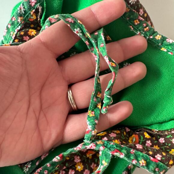 Vintage Green V-Neck Short Sleeve T-Shirt Top No Size No Brand Floral Detail - Picture 7 of 7